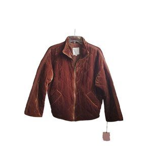 Avec les Filles Womens XS  Velvet Quilted Zip Jacket NEW
